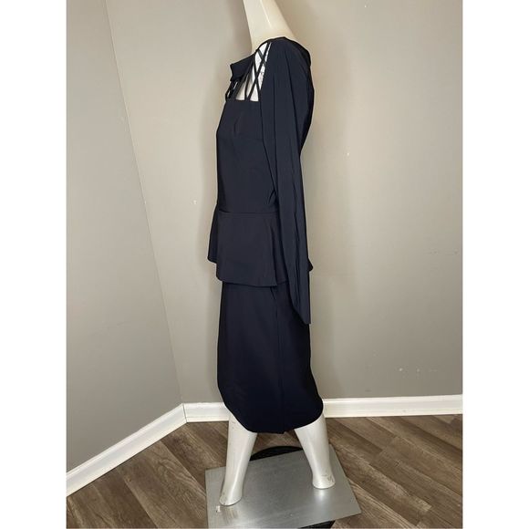 NWT Chiara Boni La Petite Robe Lila Mixed-Media Peplum Midi-Dress $695 - Picture 8 of 10